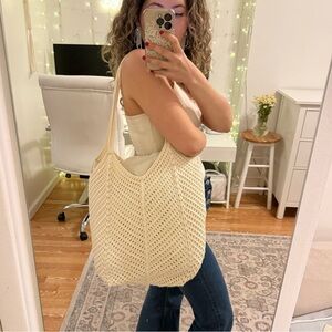 Elegant Woven Cream Tote Bag